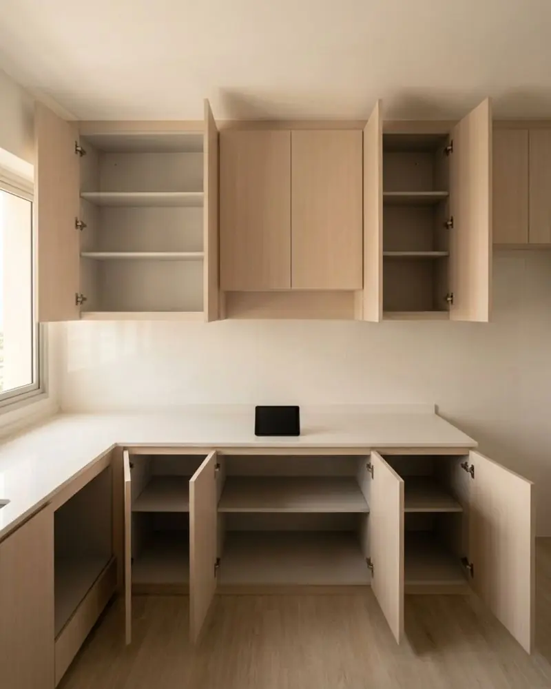 A newly built kitchen in a renovated flat